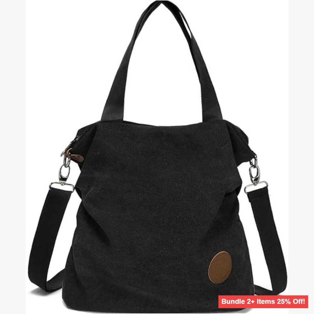 Canvas Crossbody Tote Bag with Adjustable Strap, Lightweight & Spacious